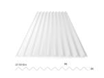 Produktabbildung einer ONDULINE PVC-Lichtplatte mit Maßen (Frontalansicht).