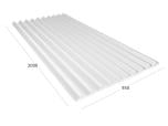 Produktabbildung einer ONDULINE PVC-Lichtplatte mit Maßen (Seitenansicht).