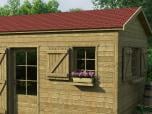 Gartenhaus gedeckt mit BARDOLINE CLASSIC Dreieck in Rot.