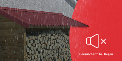 Ein Holzunterstand mit ONDULINE Bitumenwellplatten im Regen.