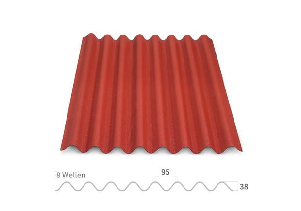 Onduline Easyline Wellplatte in rot - Vorderansicht
