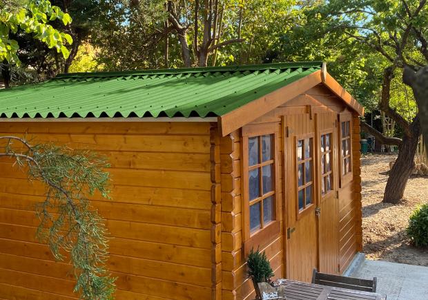 Gartenhaus mit Onduline Base Wellplatten in grün