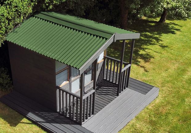 Gartenhaus mit Onduline Base Wellplatten in grün