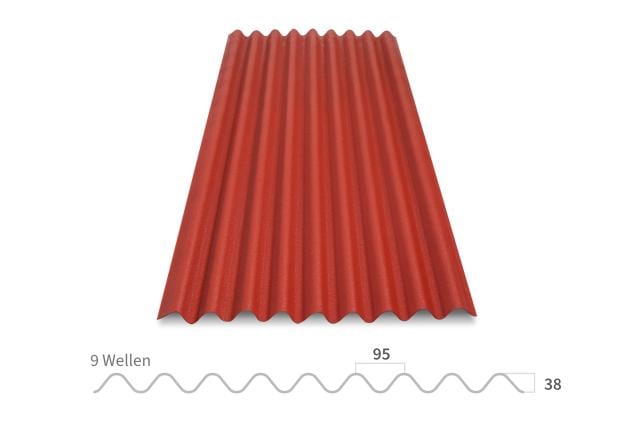 Onduline Base Wellplatte in rot – Vorderansicht