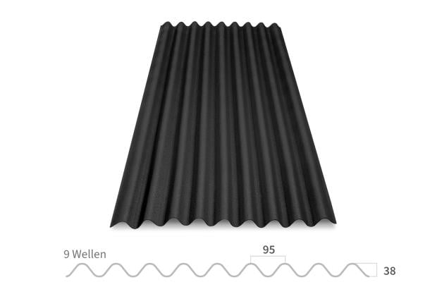 Onduline Base Wellplatte in schwarz – Vorderansicht