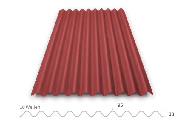 Onduline Ondalux Wellplatte in rot – Vorderansicht