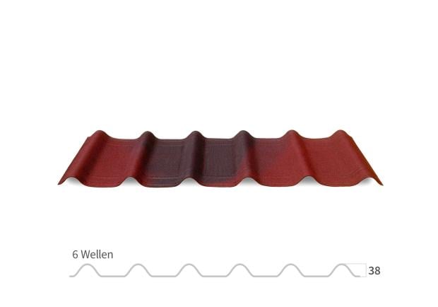 Onduline Onduvilla Dachplatte im Ziegeldesign in rot geflammt – Vorderansicht