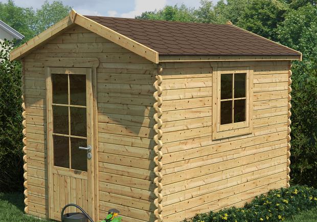 Gartenhaus gedeckt mit BARDOLINE CLASSIC Biber in Braun.
