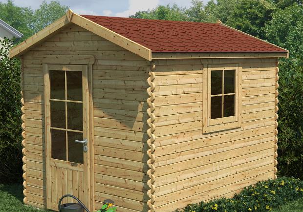 Gartenhaus gedeckt mit BARDOLINE CLASSIC Biber in Rot.