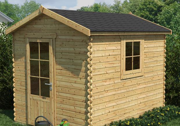 Gartenhaus gedeckt mit BARDOLINE CLASSIC Biber in Schwarz.