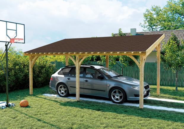 Carport gedeckt mit  BARDOLINE CLASSIC Rechteck in Braun.