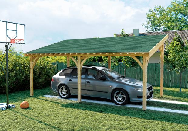 Carport gedeckt mit BARDOLINE CLASSIC Rechteck in Grün.