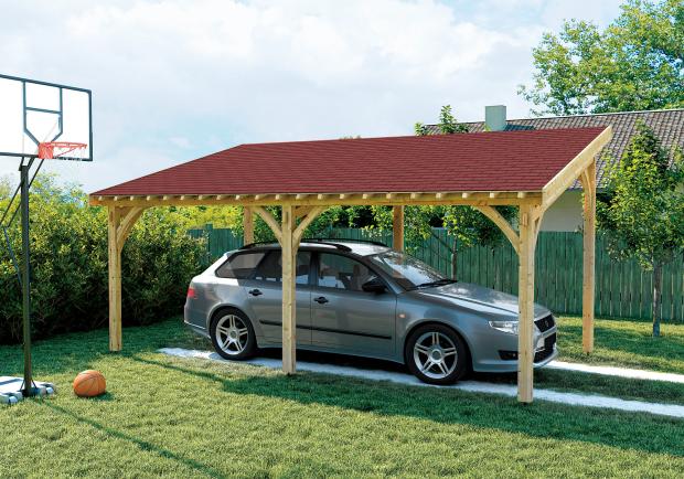 Carport gedeckt mit BARDOLINE CLASSIC Rechteck in Rot.