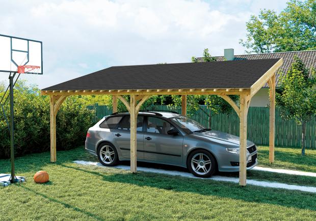 Carport gedeckt mit BARDOLINE CLASSIC Rechteck in Schwarz.