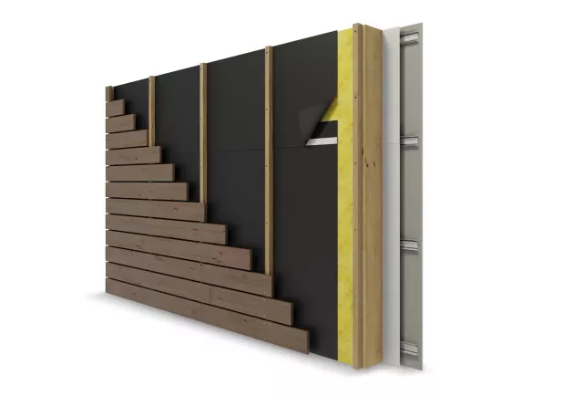 Hauswand mit ONDUTISS FACADE OPEN UVFR 210 als Dampfsperre.