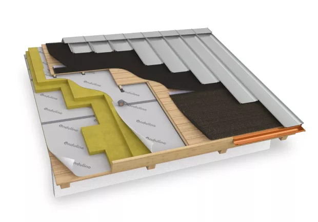 Metalldach mit ONDUTISS AIR METAL 440 als Unterlagsbahn.