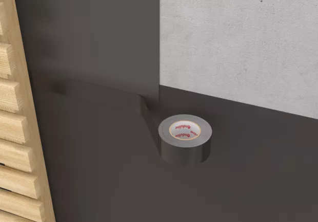 Anwendungsbeispiel des ONDUTISS UNO MIX UV3B TAPE an einer Wand.