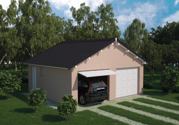 Garage mit Onduline Standard Wellplatte schwarz 